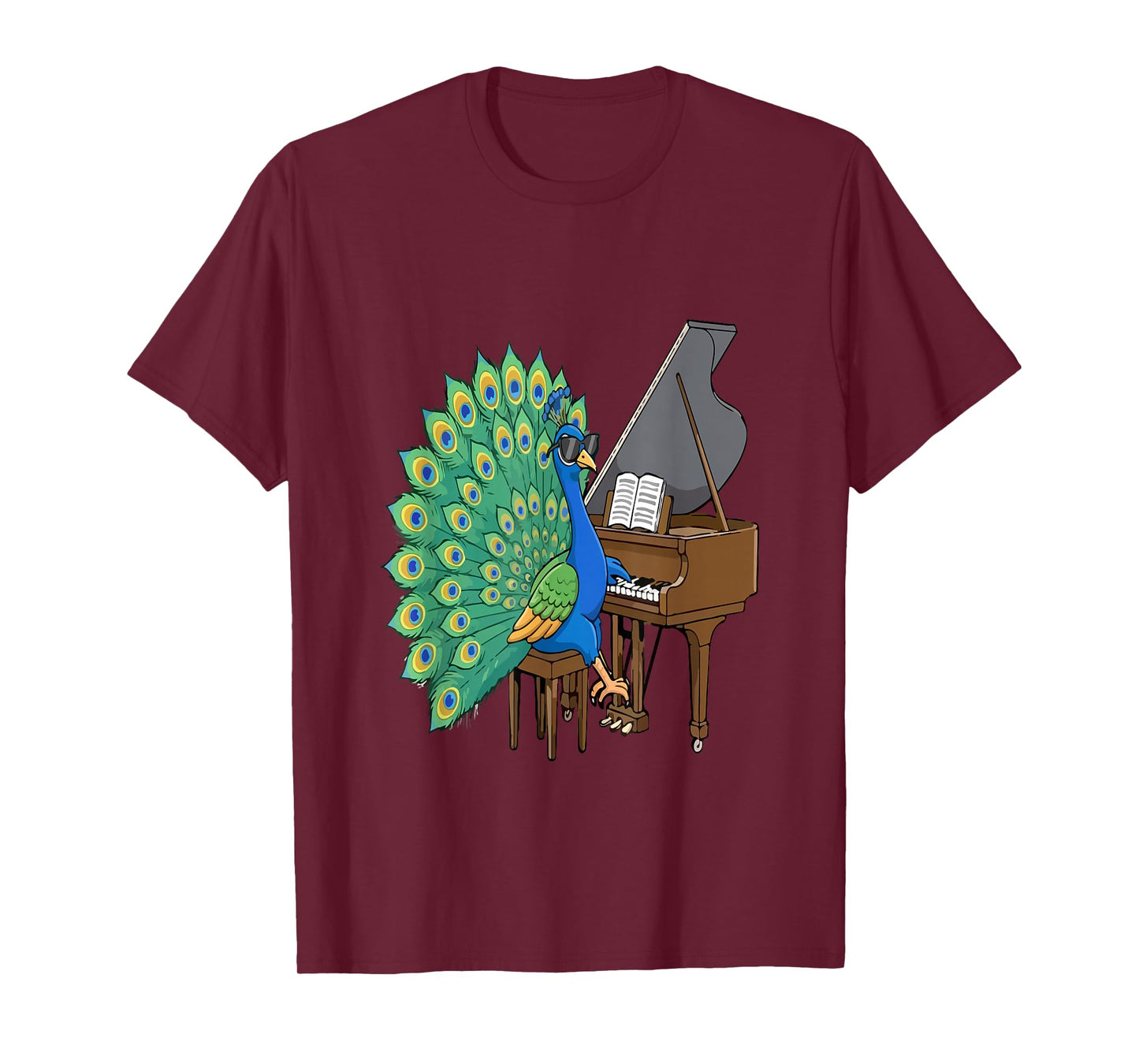 Peacock Playing Piano Instrumentalist Funny Bird Lover T-Shirt
