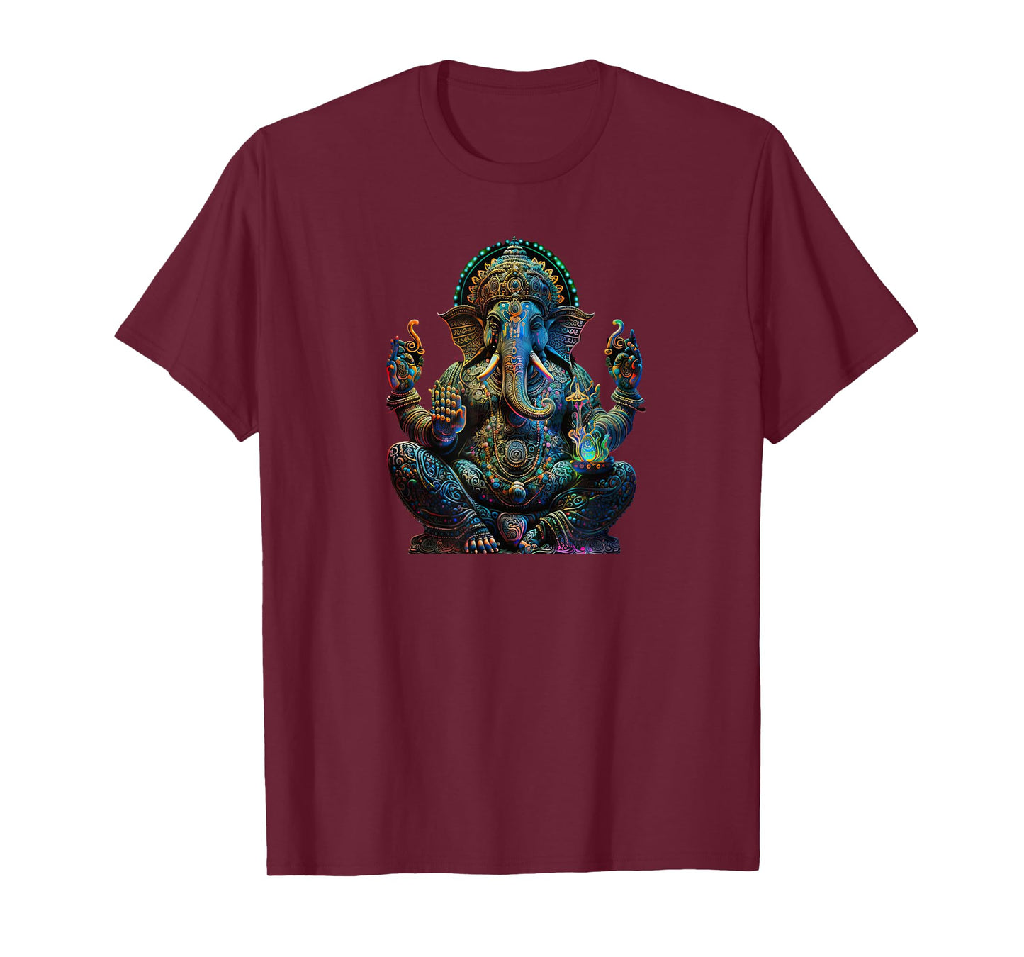 Ganesh Enlightenment Consciousness Meditation T-Shirt - Men, Unisex Children, Spiritual and Wellness Interested - Black - Small - Short Sleeve - Yoga - Spiritual Meditation - Mandala - T-Shirt