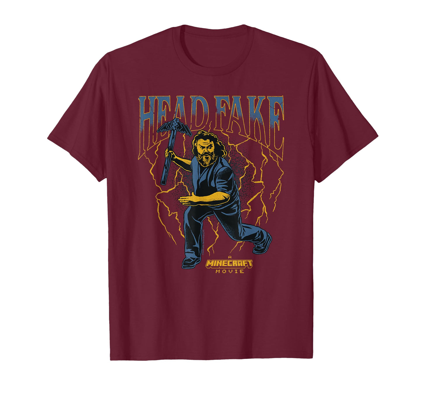 A Minecraft Movie Head Fake Steve Thunder And Metal Portrait T-Shirt