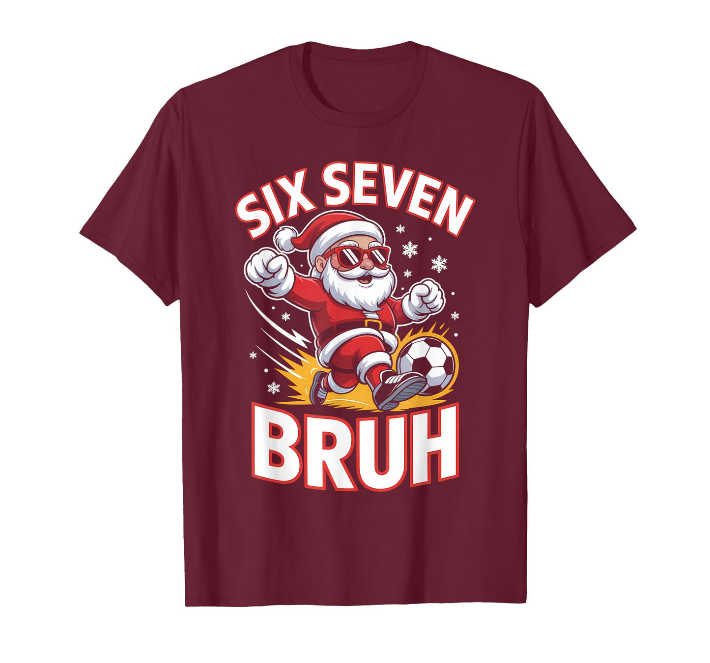 Funny 67 Meme Christmas Soccer Santa Bruh Xmas Pajamas Boys T-Shirt