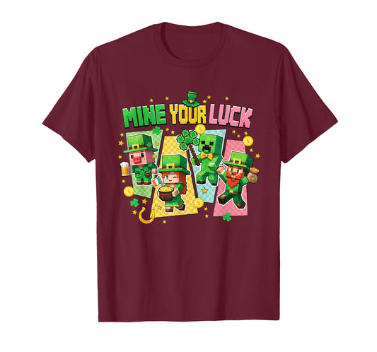 St Patricks Day Pixel Video Games Funny Boy Men Kids T-Shirt