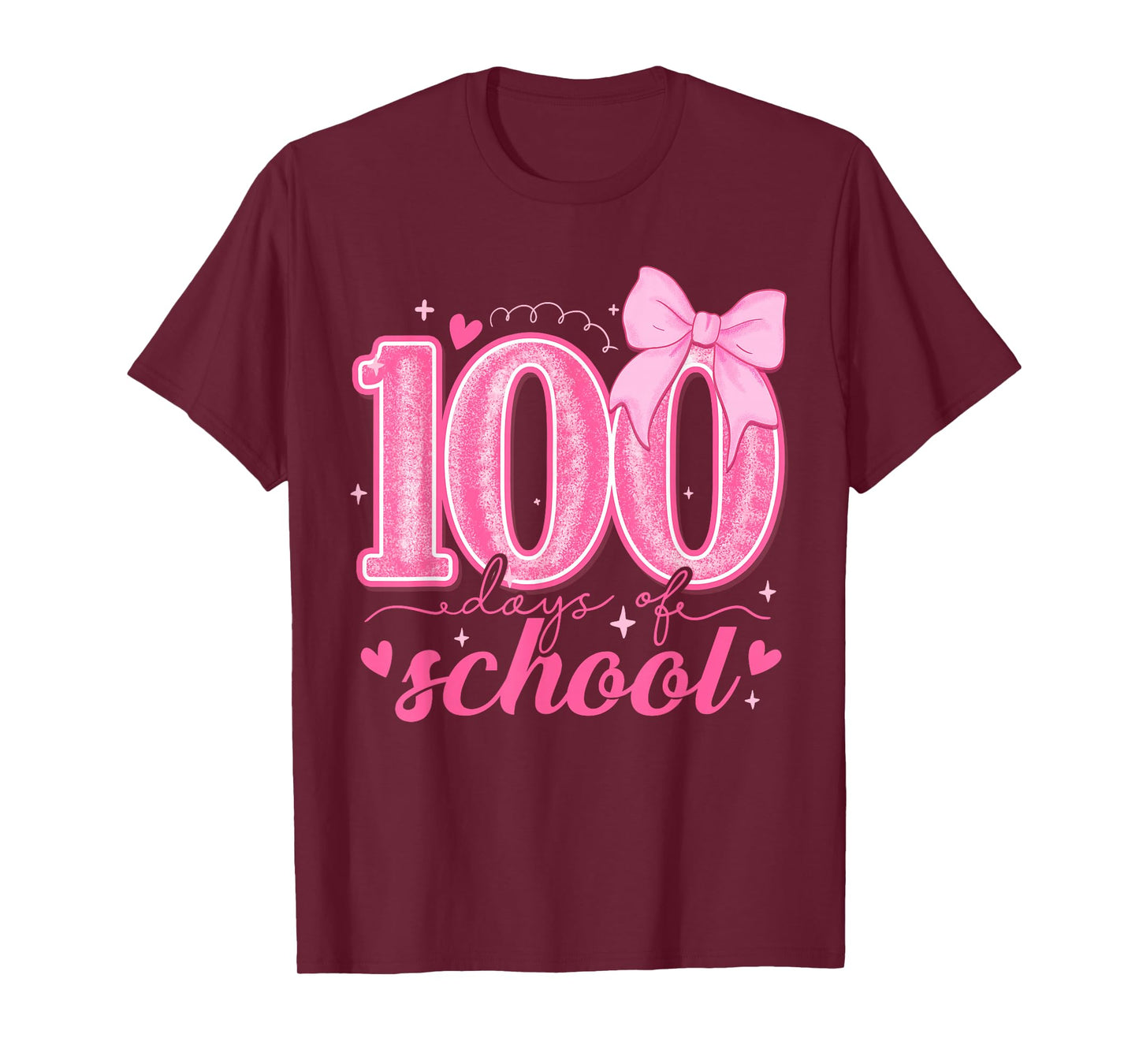 100 Days of School Bow 100th Day of School Teachers Girls T-Shirt