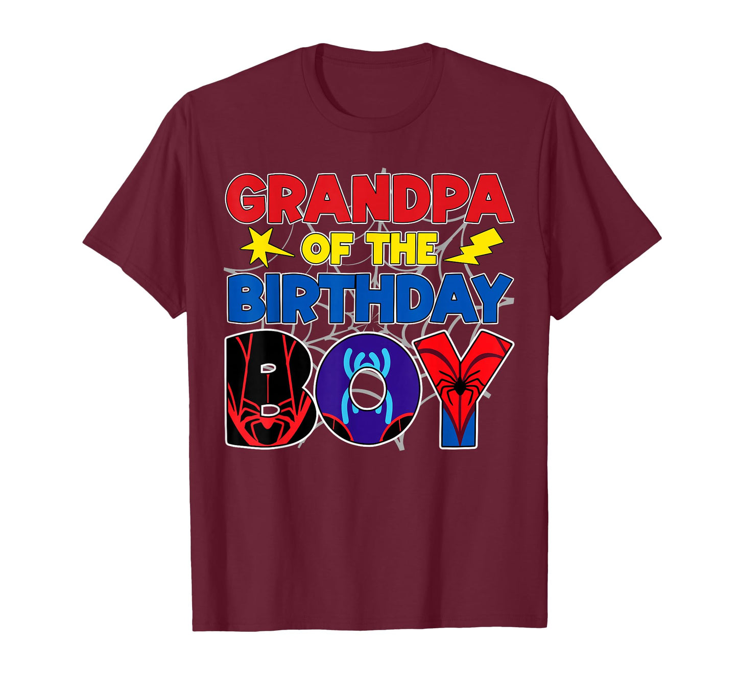 Grandpa Of The Birthday Boy Matching Spider Family Birthday T-Shirt