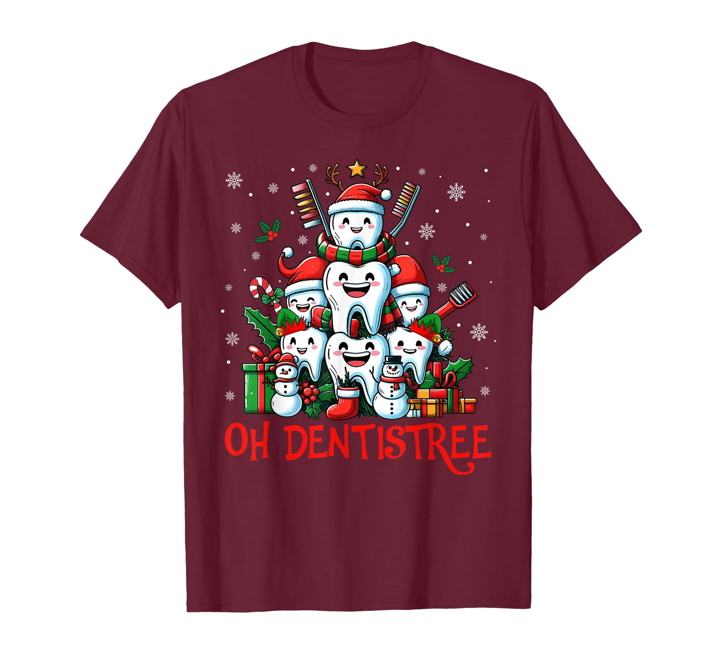 Funny Christmas Dentist Tree Dental Oh Dentistree Tooth Tree T-Shirt