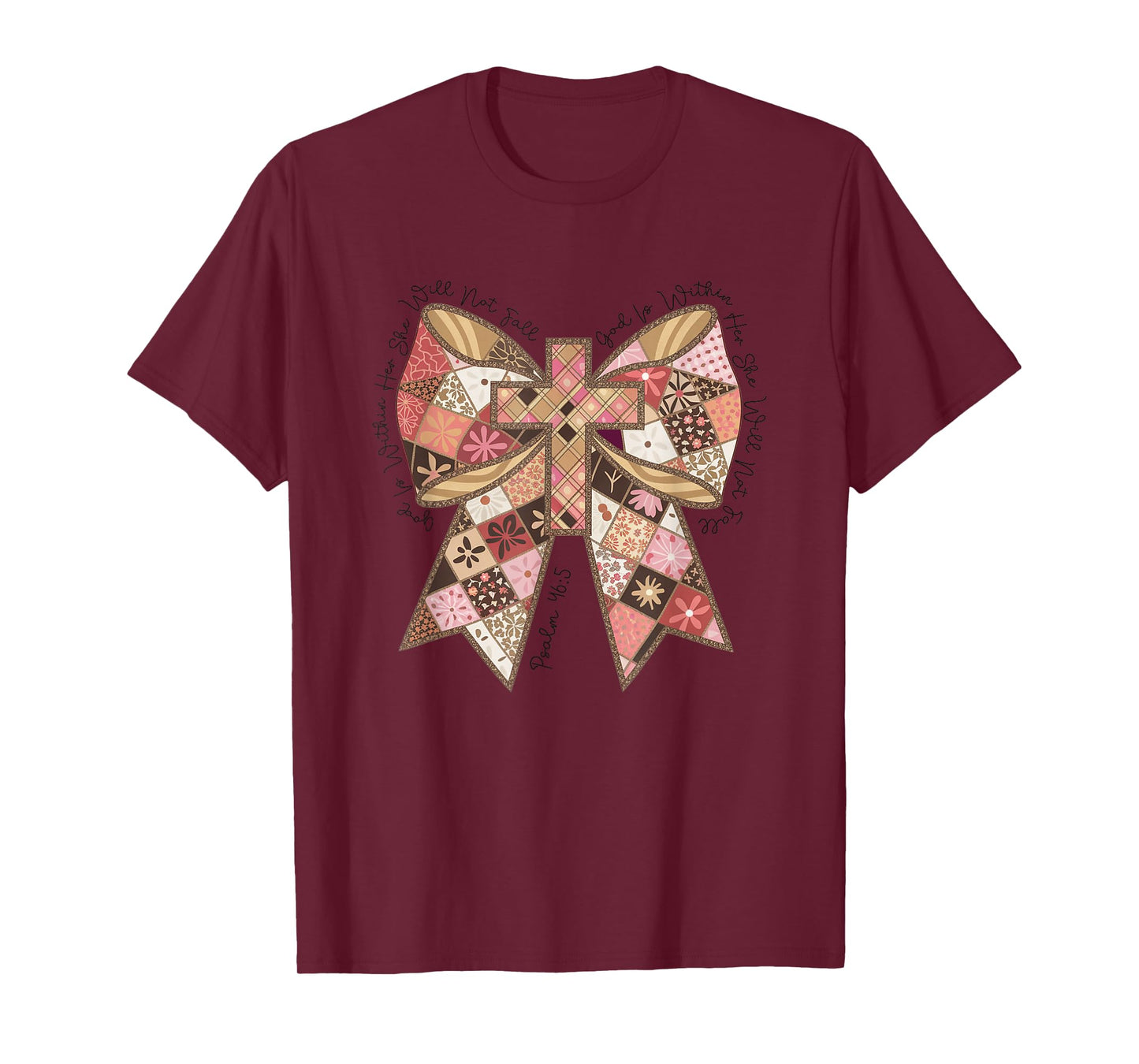She Will Not Fall Psalm 46:5 Faithful Bow T-Shirt