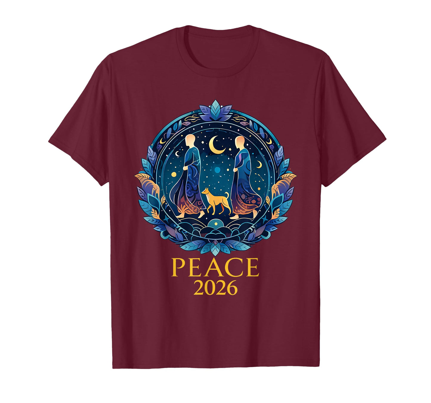 Walk Peace 2026 World Peace Monks with Aloka Dog Spiritual T-Shirt