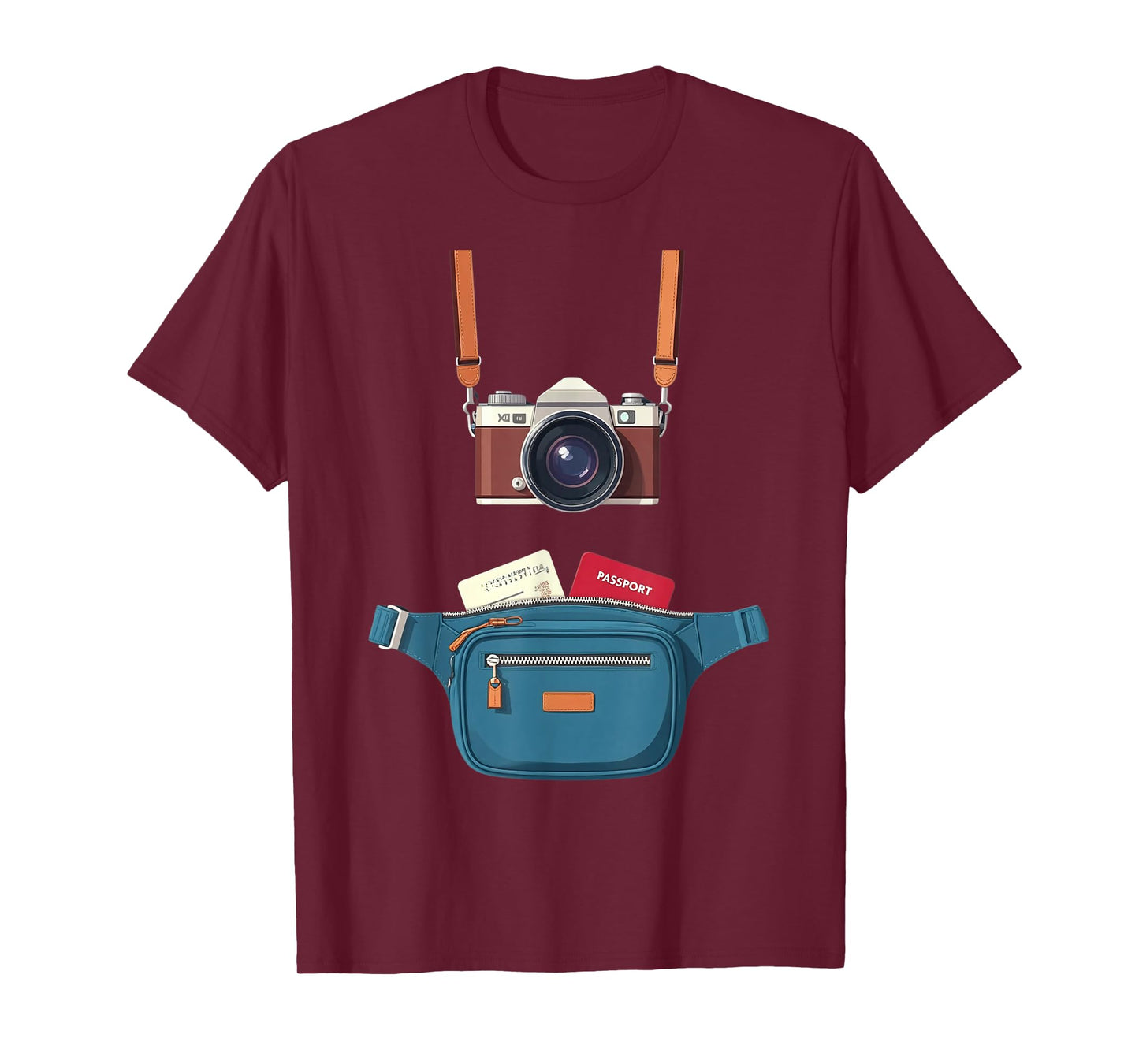 Tourist Spirit Day Camera Passport Map And Camera Tourism T-Shirt