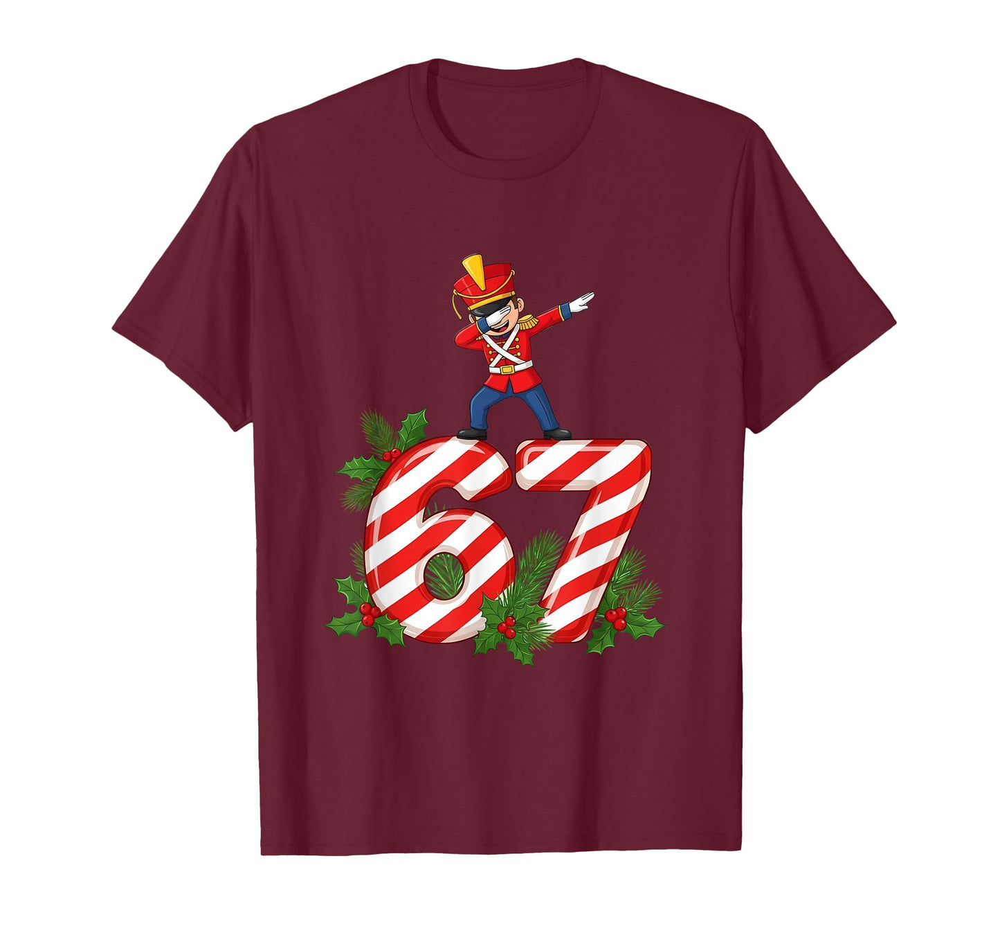 Six Seven Meme Dabbing Christmas Toy Soldier 67 Gen Z Apha T-Shirt