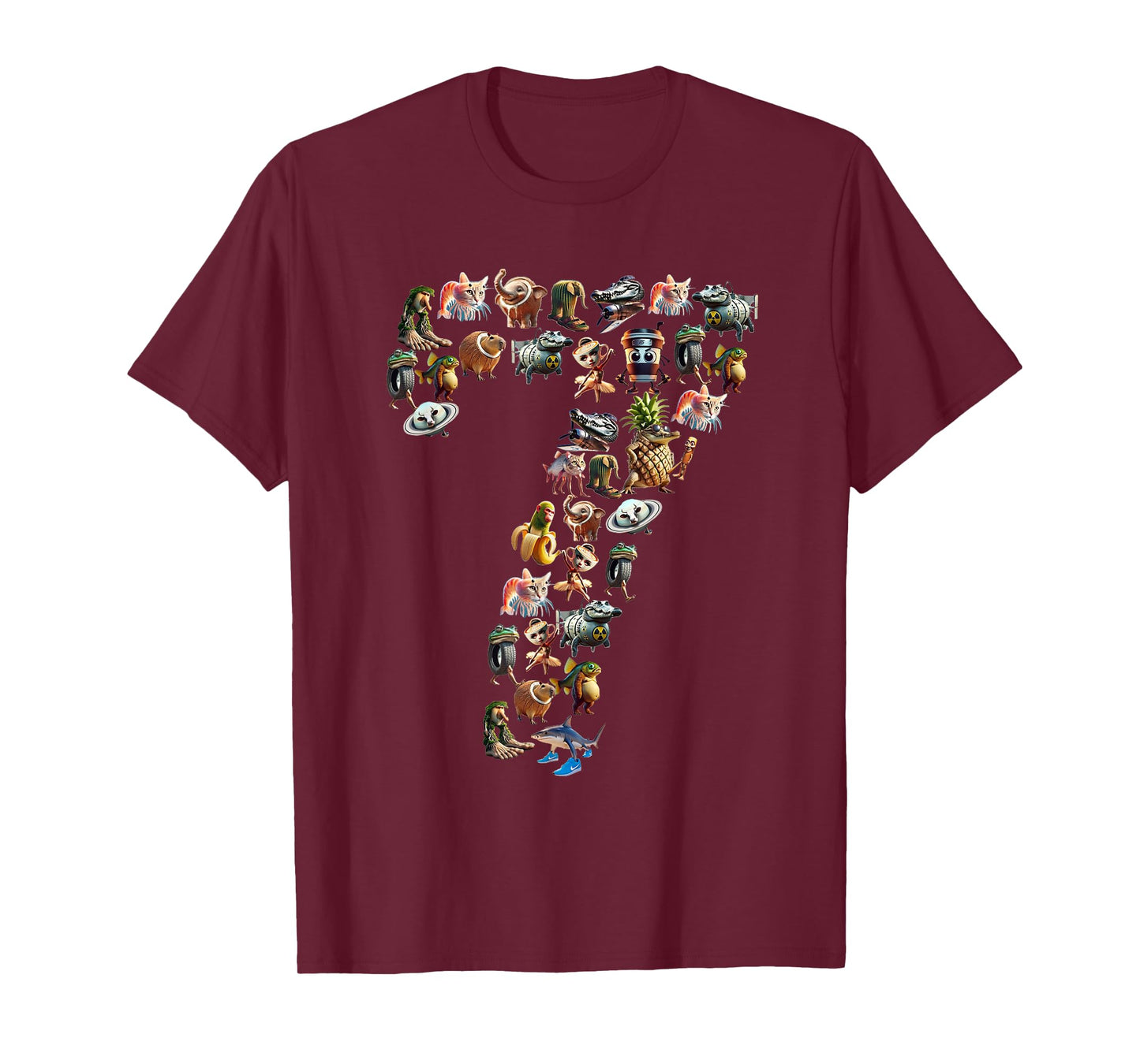 Happy 7th Birthday Boy Italian Brainrot Meme Party Funny T-Shirt