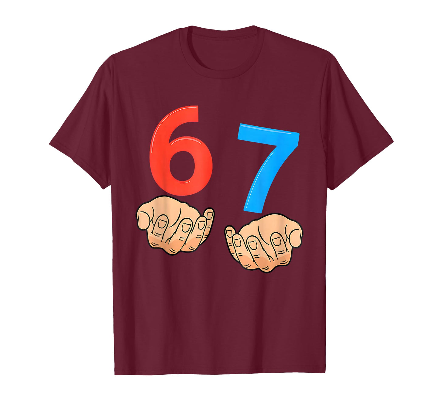 Six Seven 67 6 7 Kids 67 n Boys 6-7 Meme Hands Funny T-Shirt