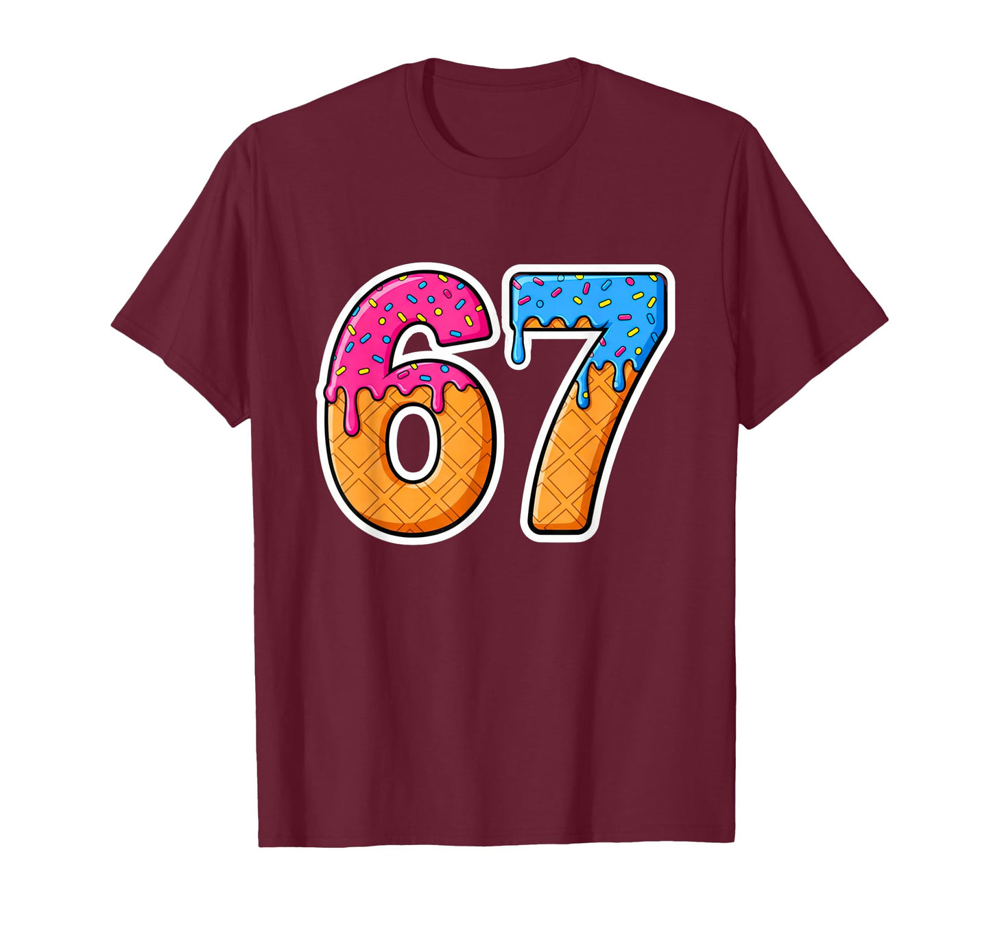 Six Seven Ice Cream Drip Gen Alpha Slang 6 7 Trending Meme T-Shirt