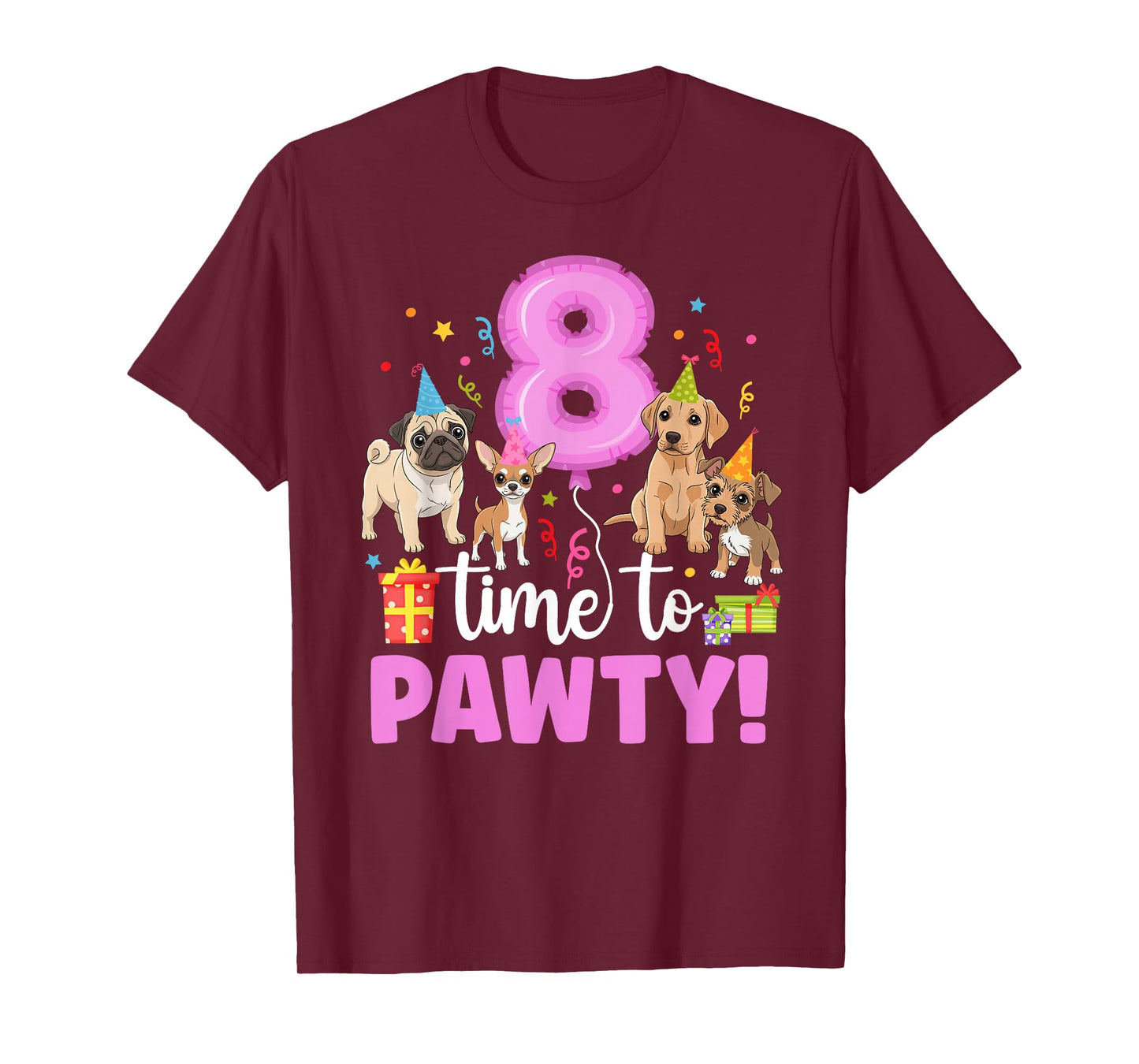 8th Dog Birthday Party Eight Year Old Puppy Birthday T-Shirt