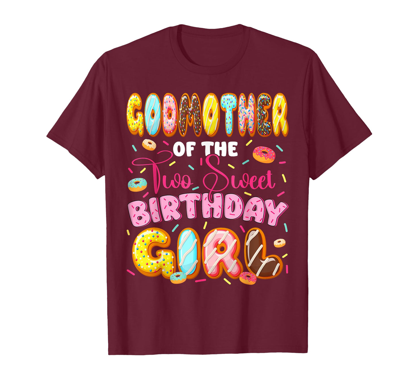 GodMother Of The Two Sweet Birthday Girl Donut 2Nd Birthday T-Shirt