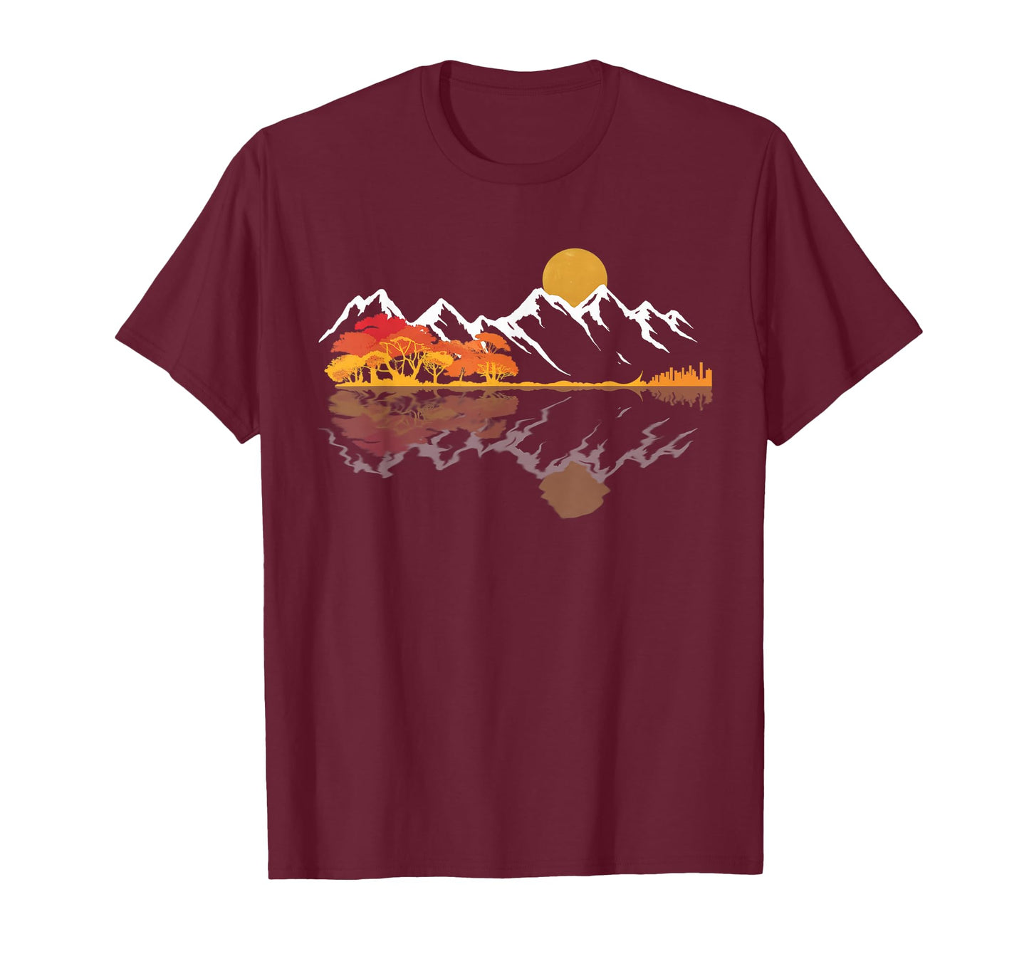 Guitar Lake Mountain Reflections Shadow Love Guitar Musician T-Shirt