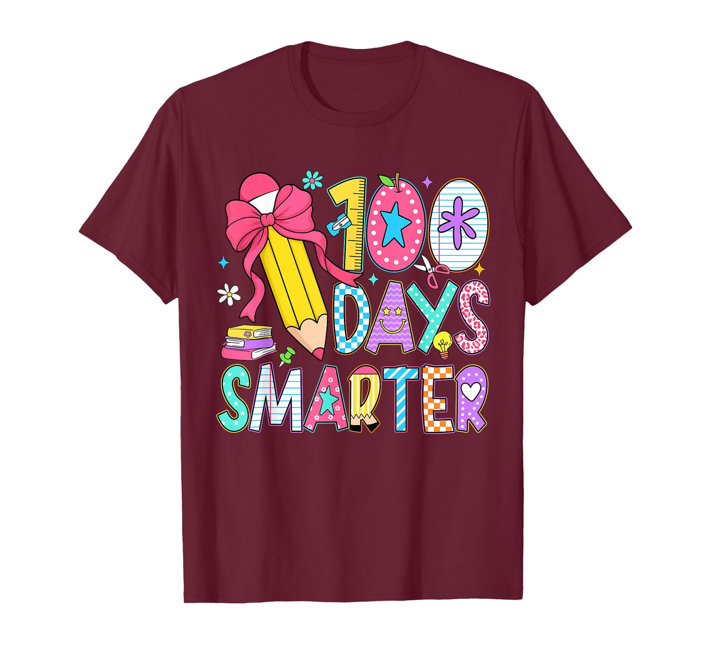 100 Days of Smarter Girls Coquette Bow 100th Day of School T-Shirt