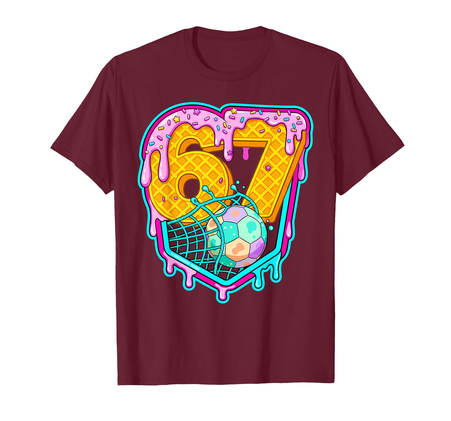 Soccer Ice Cream Drip 67 Sports Six Seven Meme Youth Boys T-Shirt