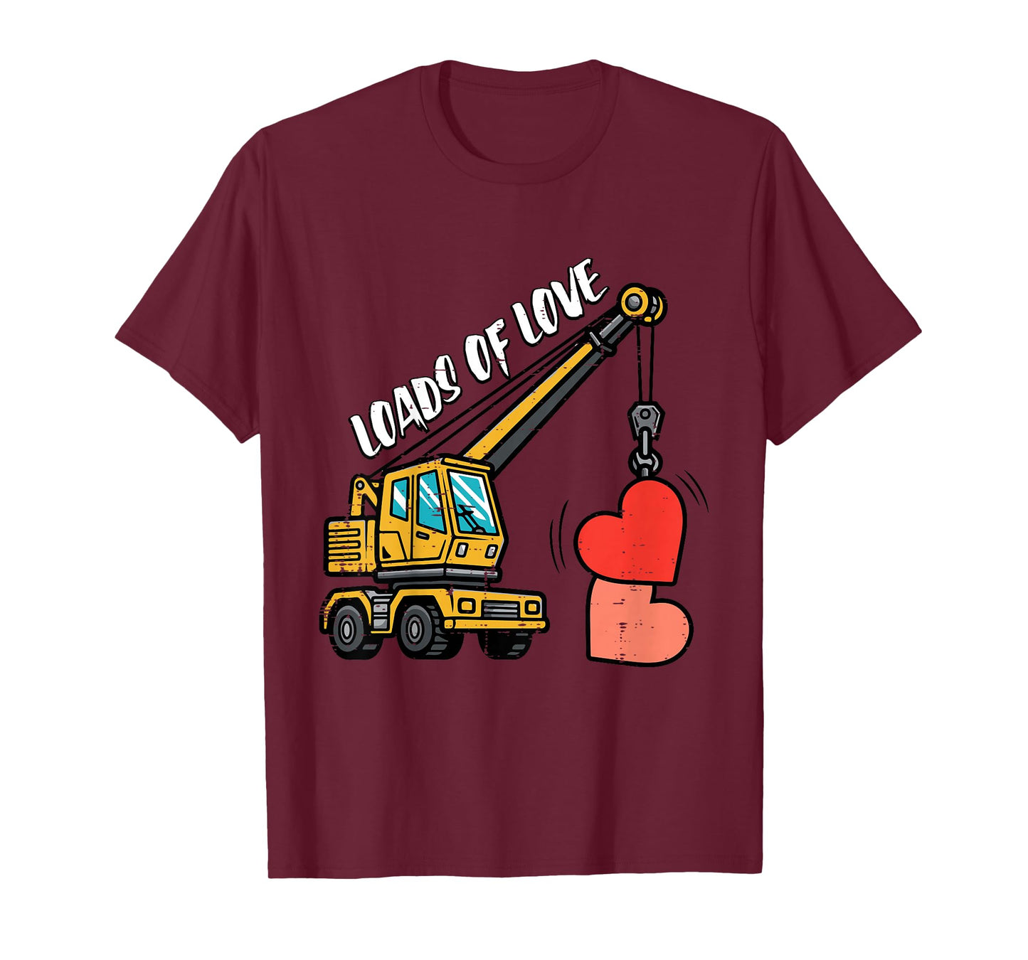 Kids Valentines Day Crane Heart Loads Love Construction Boys Kids T-Shirt