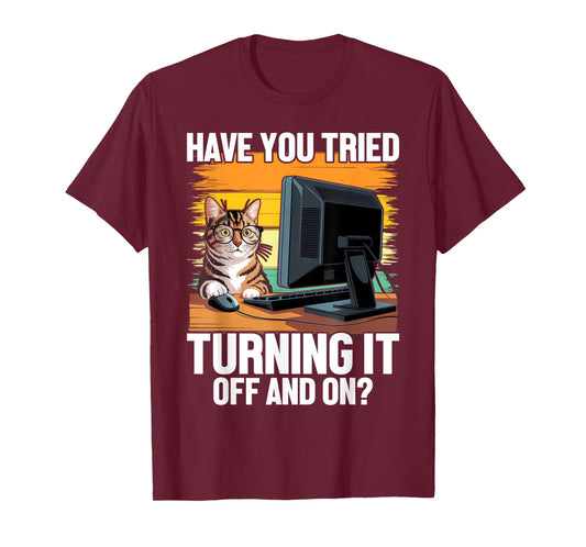 Tech Support Humor I Cat Engineer Computer IT Guy T-Shirt