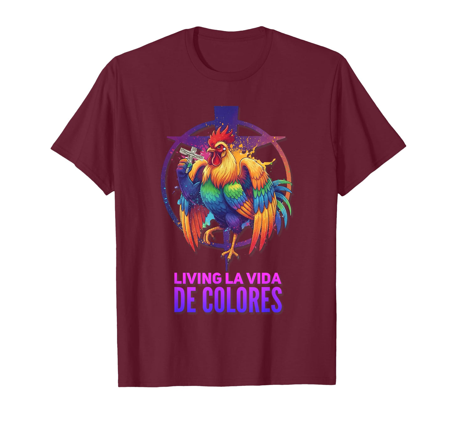 DeColores Cursillo Rainbow Rooster Catholic T-Shirt
