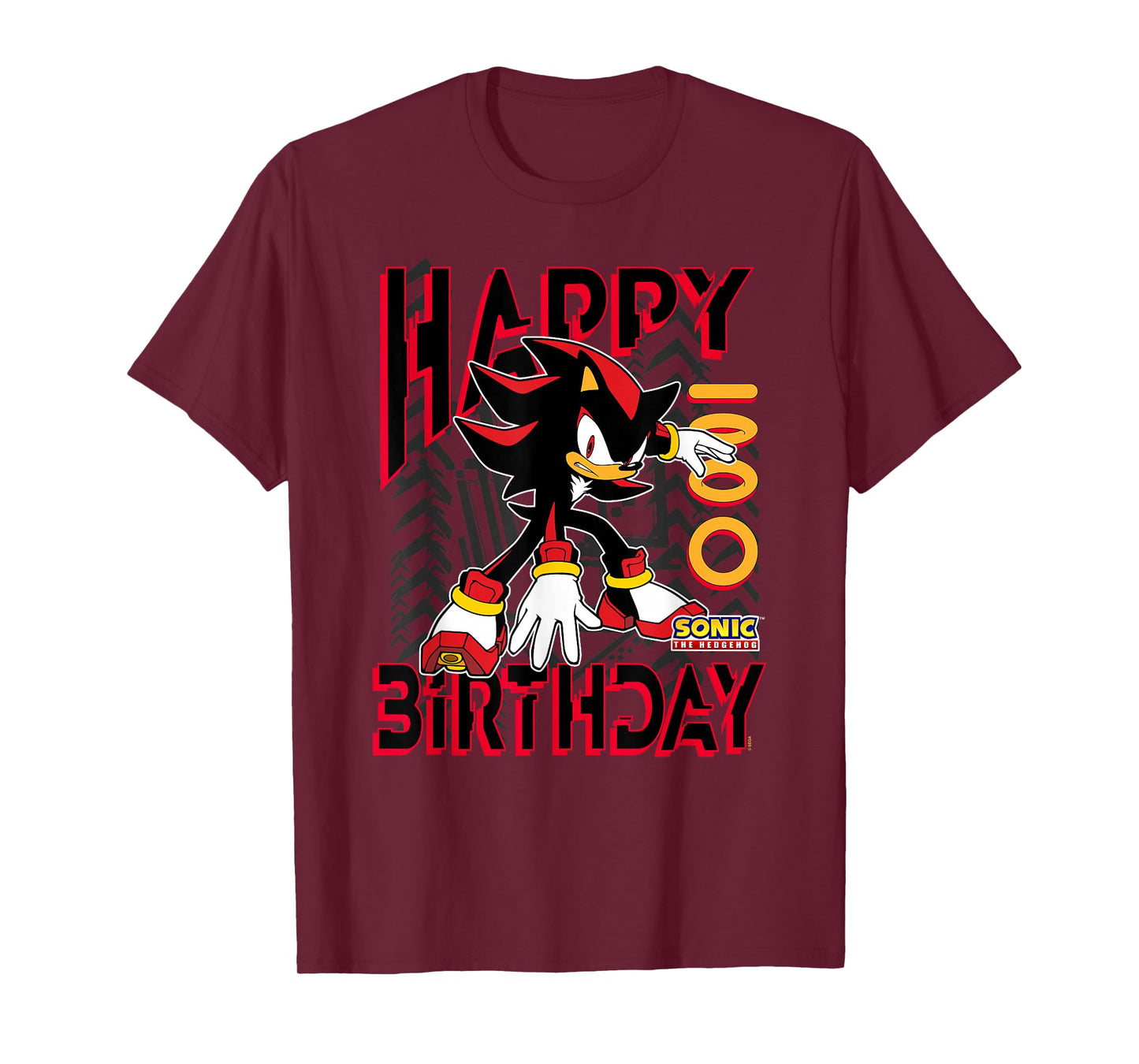Sonic The Hedgehog Happy Birthday Shadow Grid Chest Poster T-Shirt