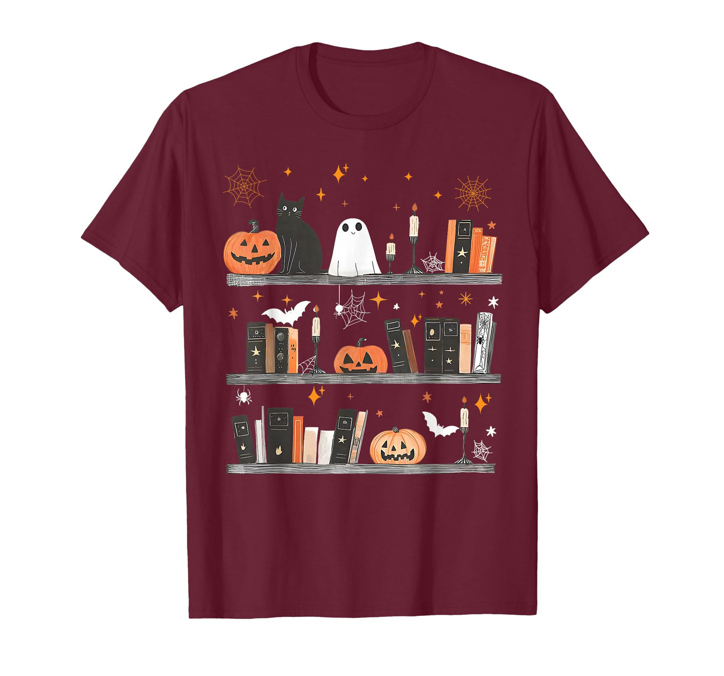 Halloween Library Ghost Books Teacher Spooky Trick Or Teach T-Shirt
