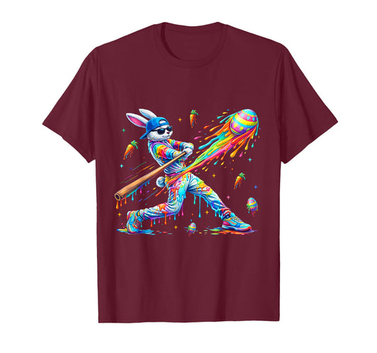 Funny Dripping Drip Rabbit Bunny Baseball Easter Men Boy Kid T-Shirt