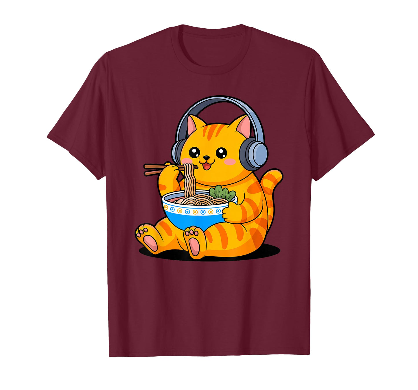 Funny Orange Cat Eating Ramen T-Shirt