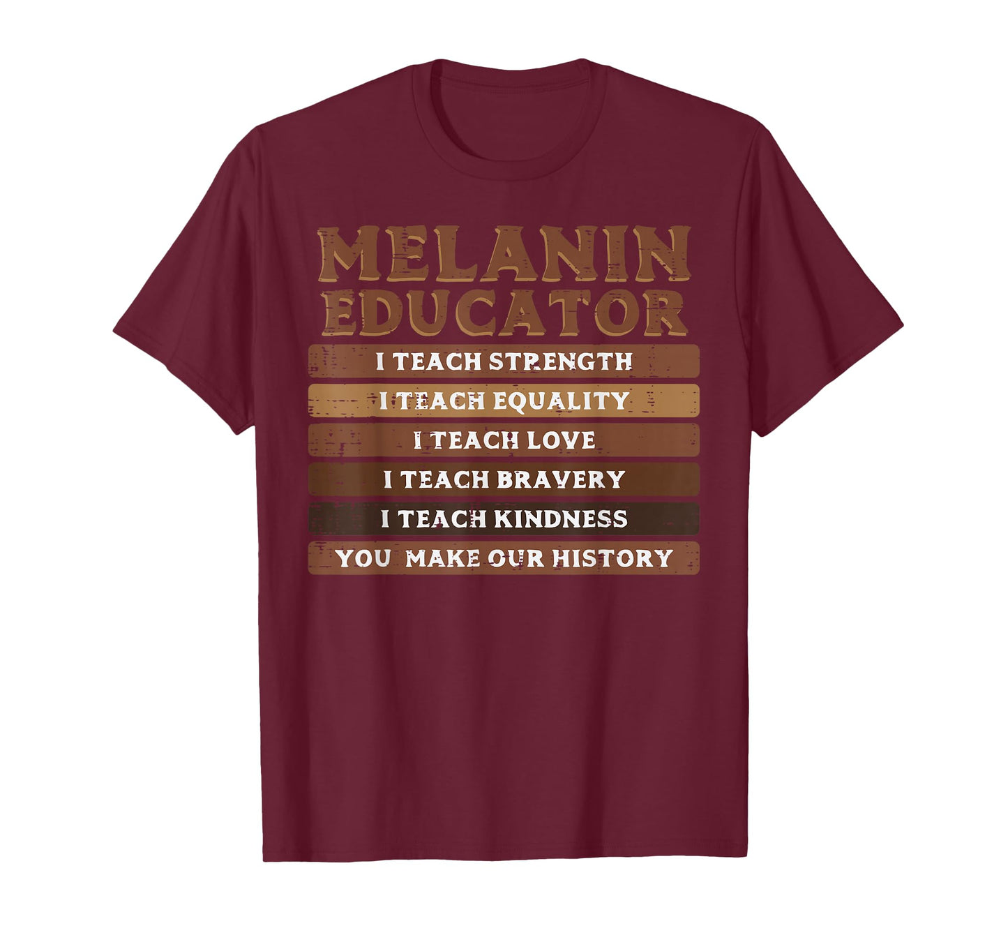 Black History Melanin Educator I Teach Strength Men Women T-Shirt