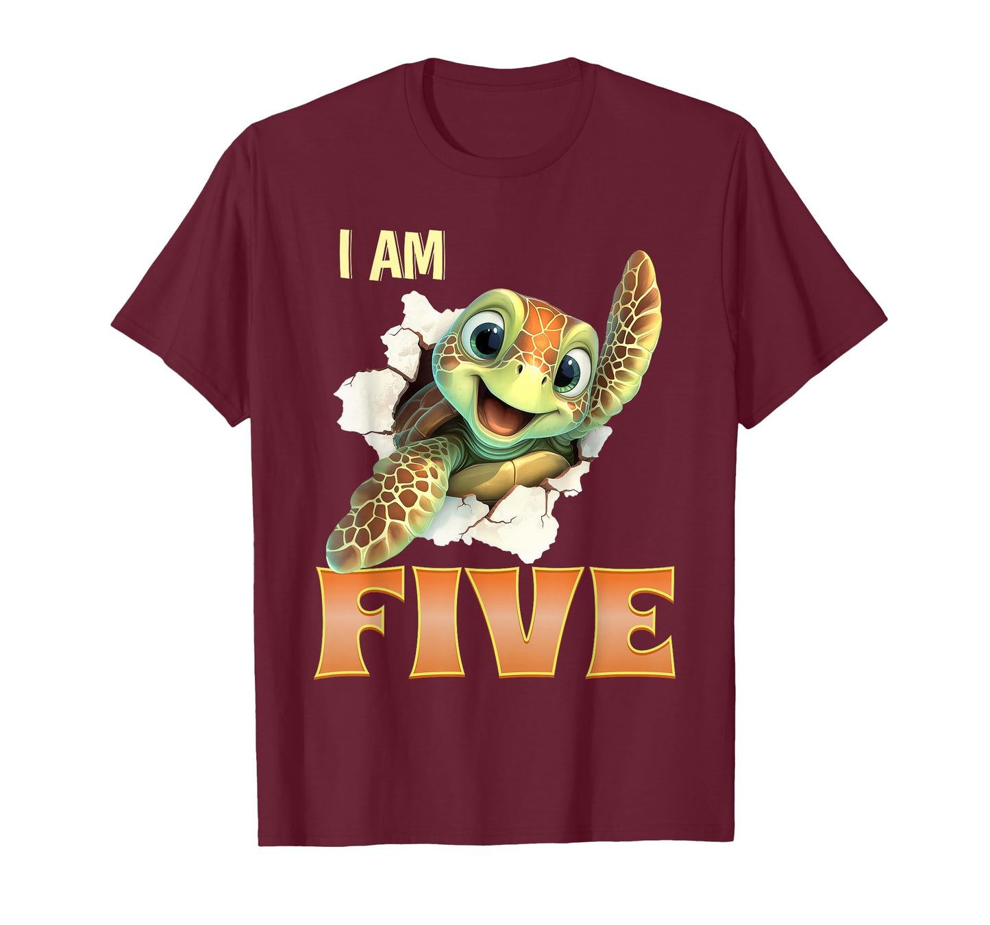 Turtle 5th Birthday Cute Animal Five Years Old Sea T-Shirt