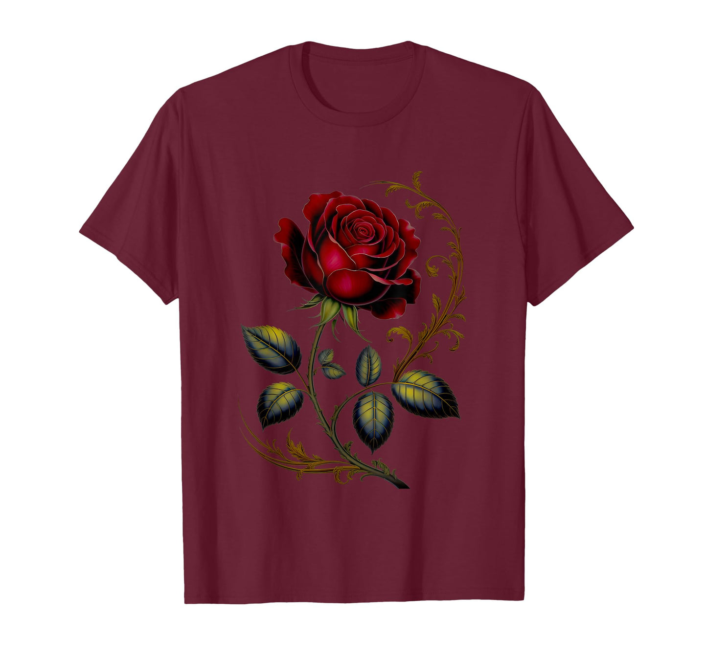 Deep Red Rose Black And Graphic for Men Women T-Shirt