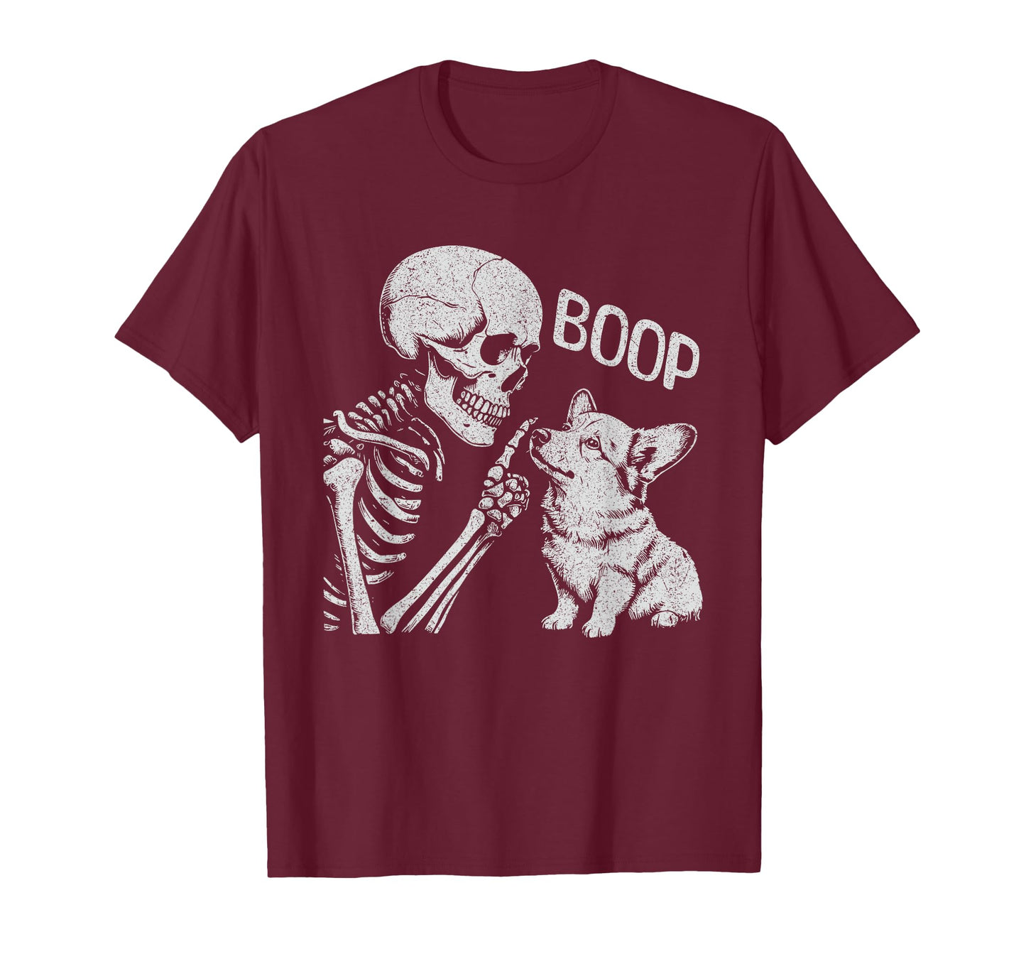 Funny Skeleton Hand Goth Boop Corgi Dog Nose Halloween T-Shirt
