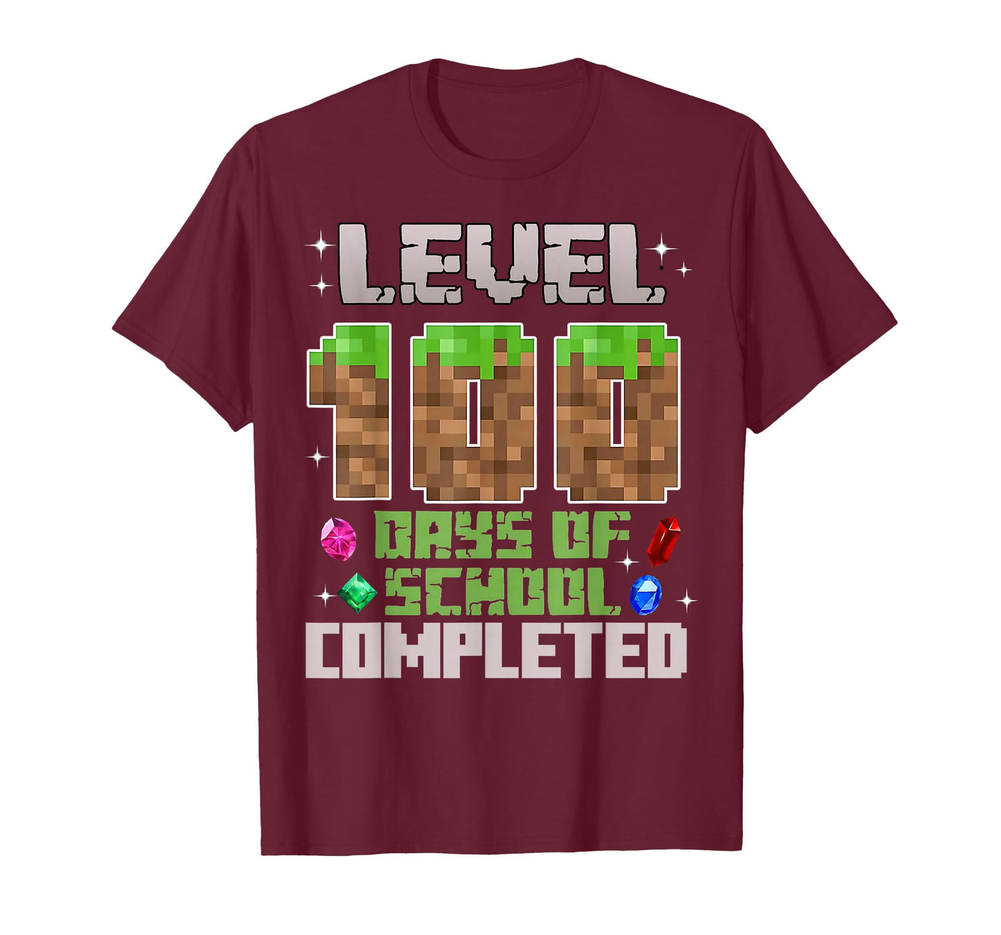 Level 100 Days of School Completed Pixel Game Boy Kids T-Shirt