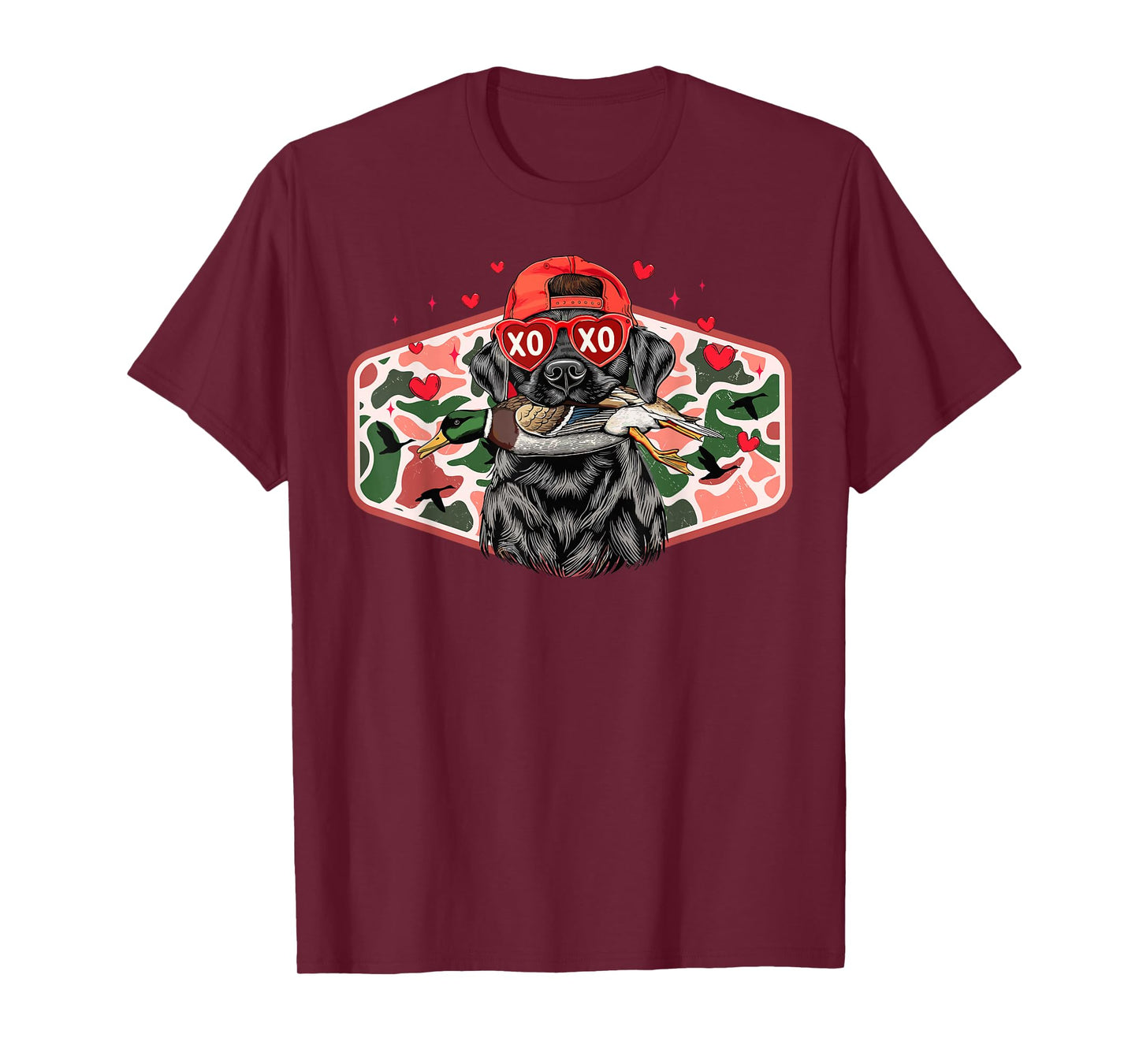 Valentine Dog Valentines Duck Hunting Dog Camo Boys Mens T-Shirt