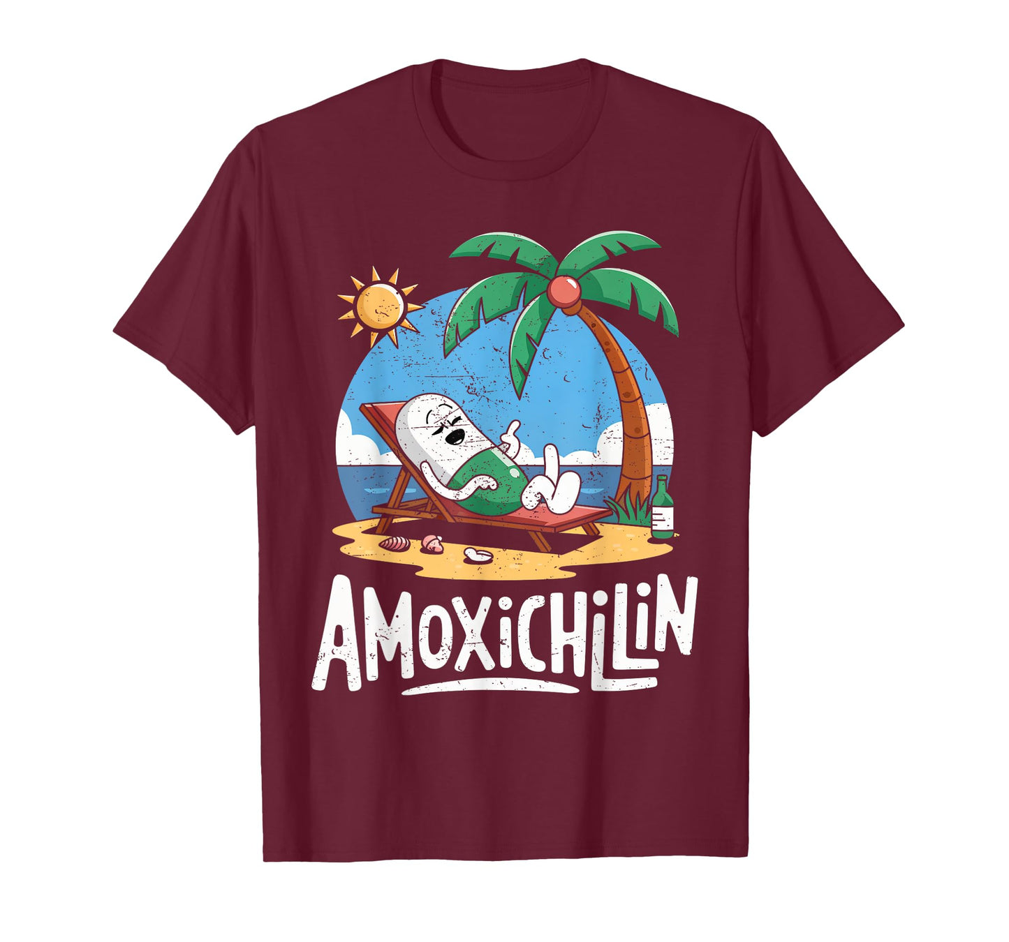 Amoxichillin Funny Pill Beach Vacation Pharmacy Technician T-Shirt