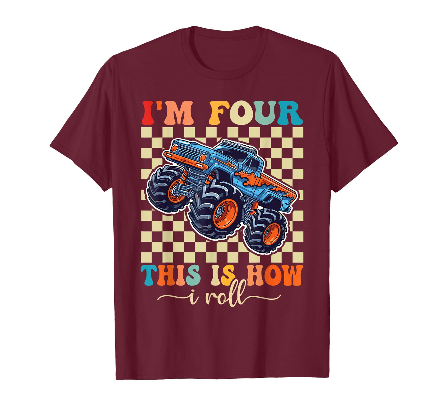 4th Birthday Monster Truck 4 Year Old Boys Monster Truck T-Shirt