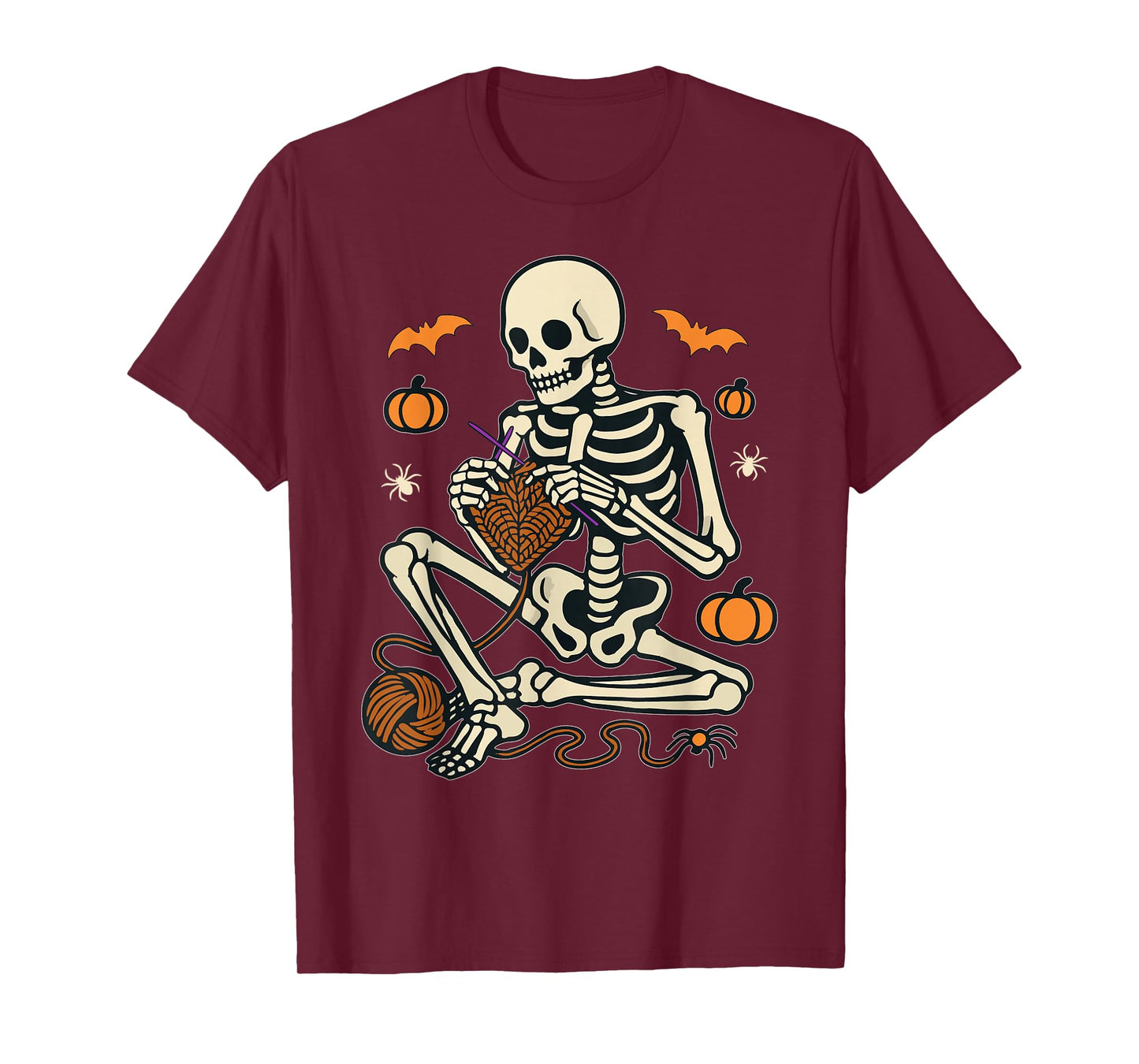 Skeleton Crochet Halloween Shirt for Yarn Lovers Women Men T-Shirt