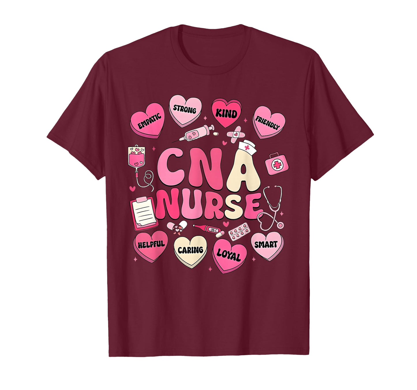 Valentine CNA Nurse Hearts Coquette Pink Women T-Shirt