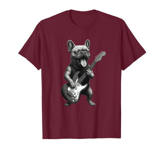 French Bulldog Playing Guitar Funny Dog Lover T-Shirt
