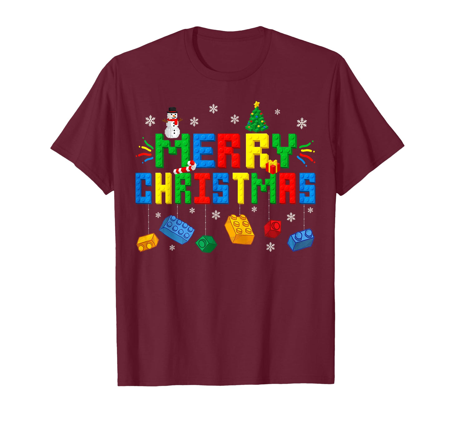 Merry Christmas Master Builder Blocks Building Bricks Xmas T-Shirt