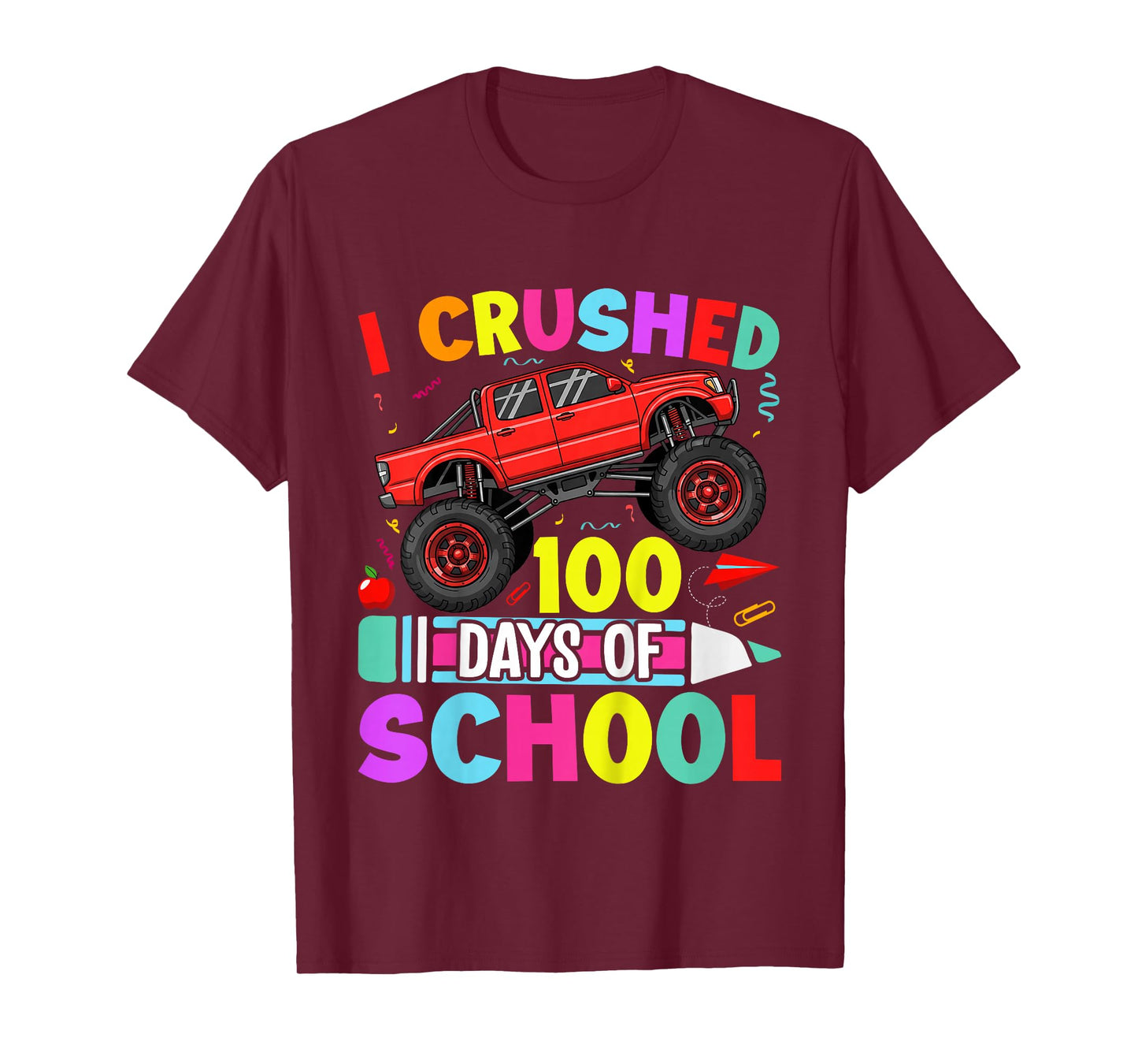 Kids 100 Days of School Monster Truck 100th Day of School Boys T-Shirt