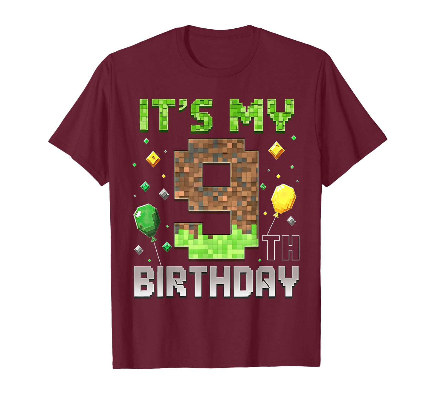 Kids 9th Birthday Gamer Pixel 9 Years Old Video Game Party T-Shirt
