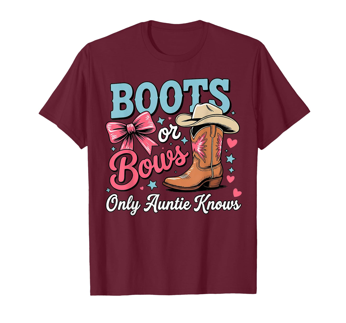 Keeper of Gender Reveal Boots or Bows Only Auntie Knows T-Shirt