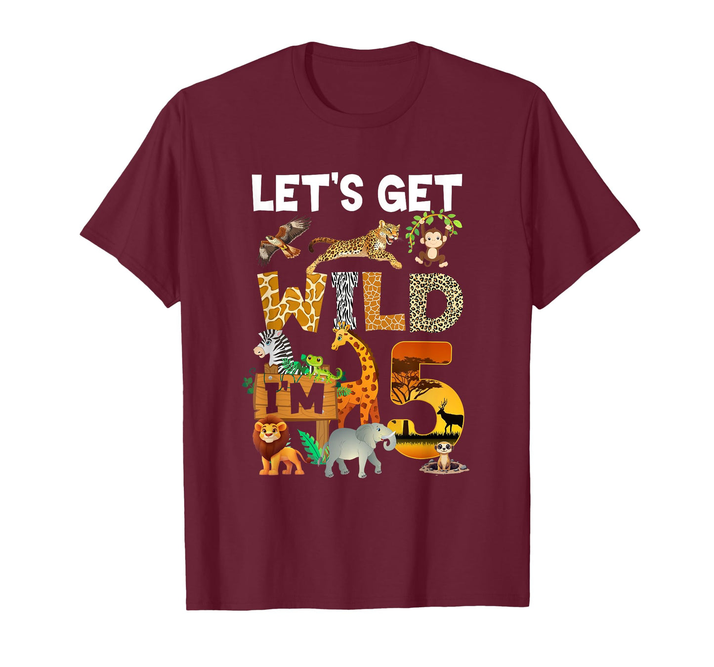5 Year Old Zoo Birthday Safari Jungle Animal 5Th Bday T-Shirt