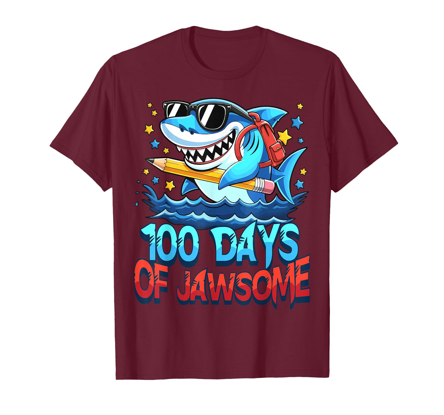 Funny 100 Days of Jawsome Shark Kids Boy 100th Day of School T-Shirt