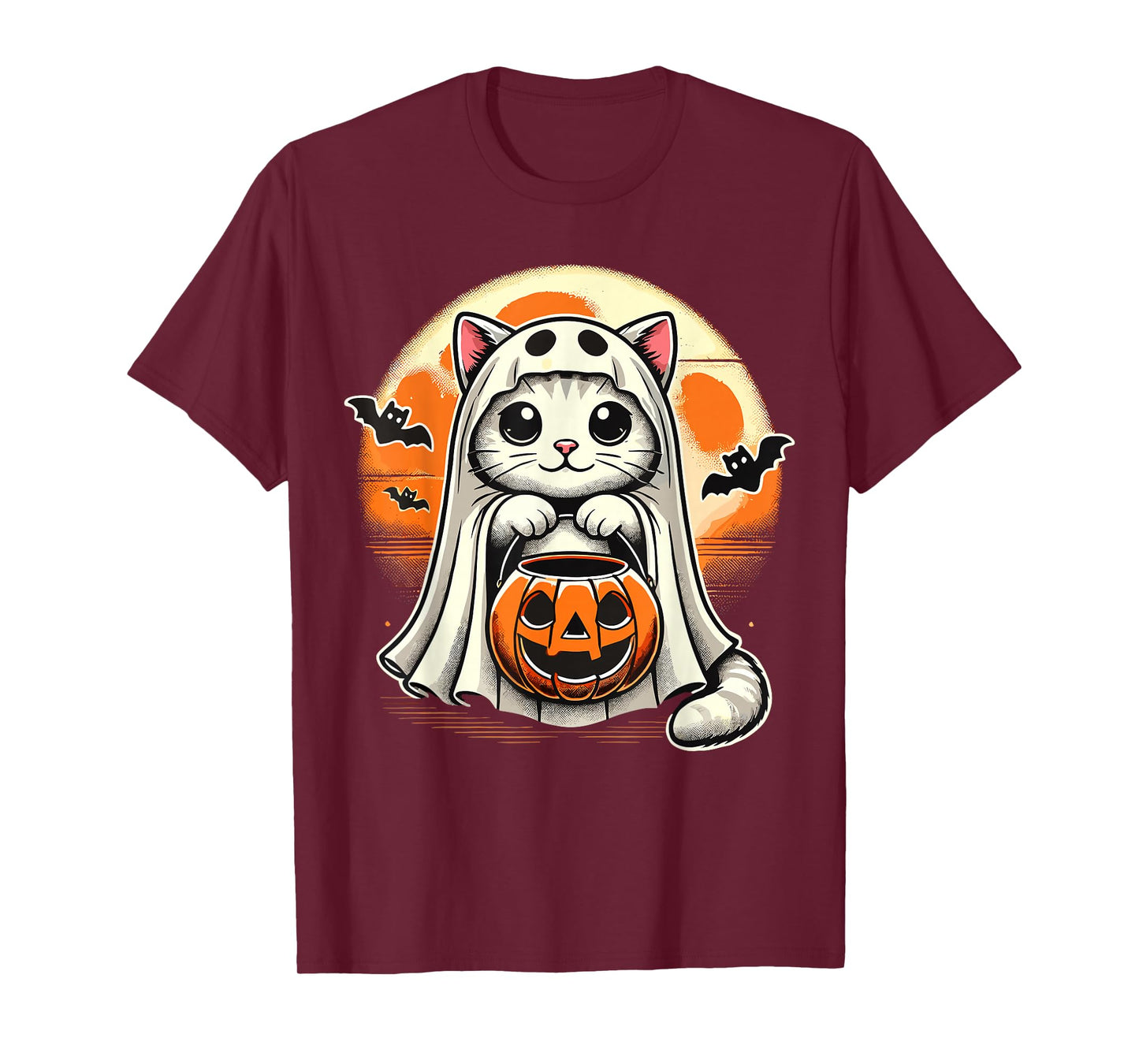Cat Ghost Halloween Funny Cat T-Shirt