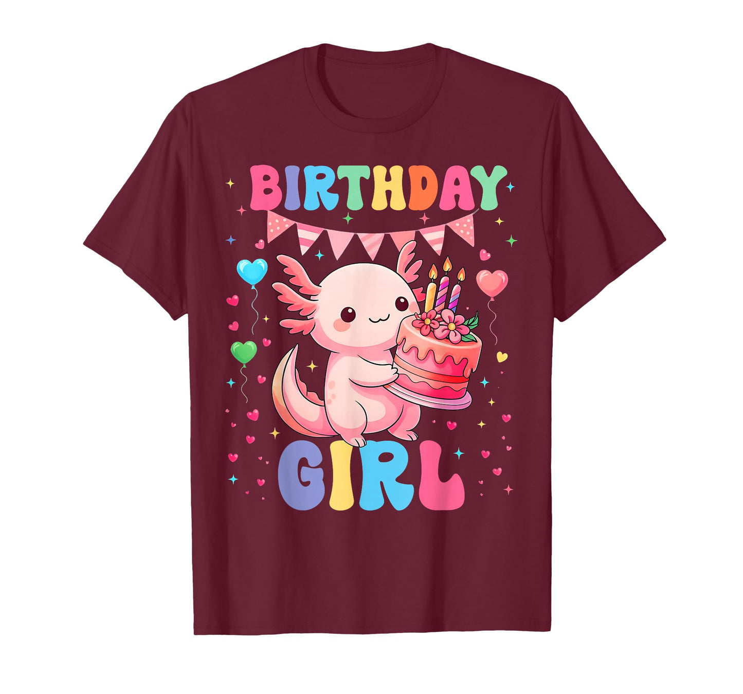 Cute Birthday Girl Axolotl Kawaii Family Party Girls Kid T-Shirt