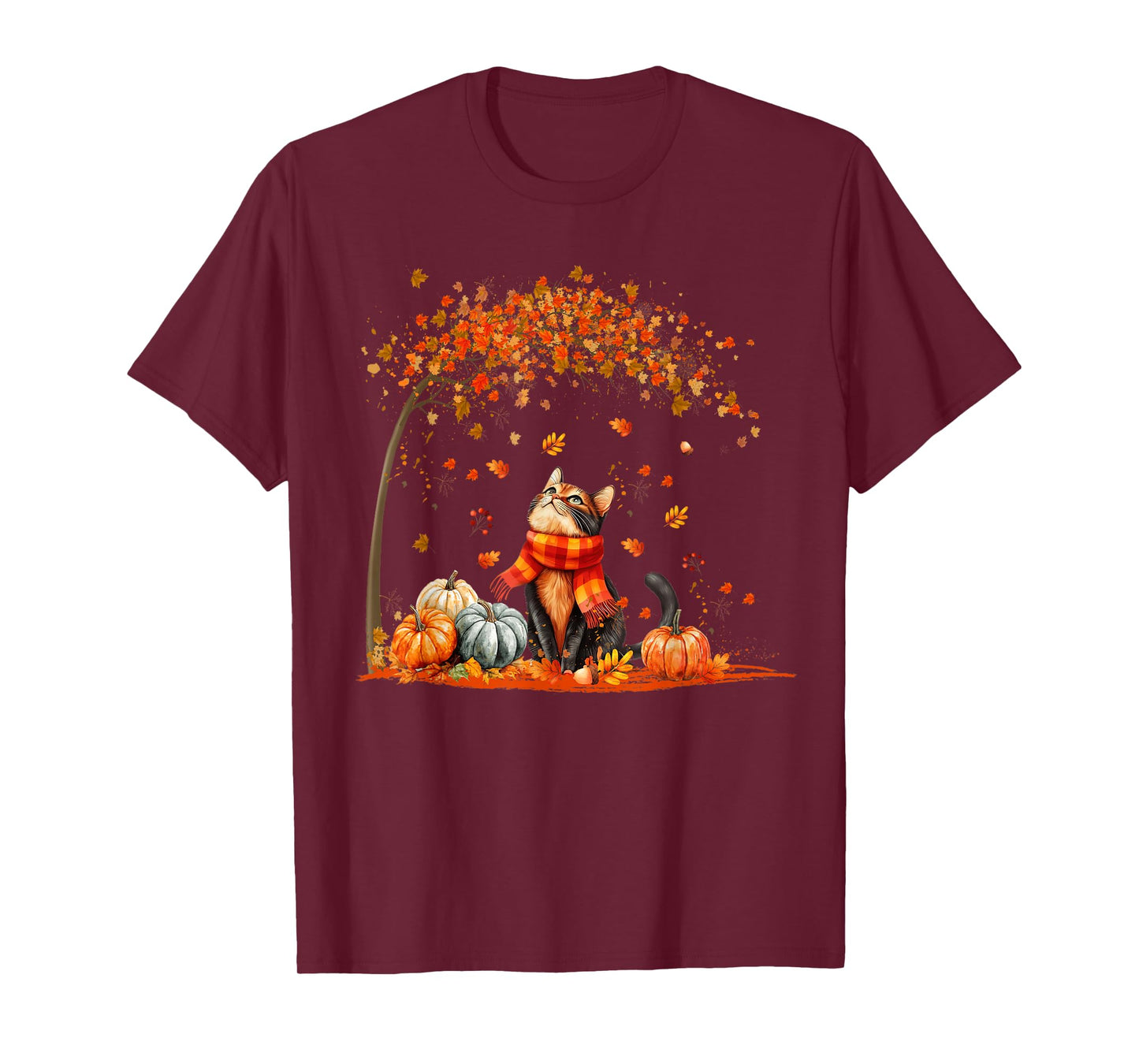 Cute Cat Leaf Fall Autumn Shirt for Cat Lovers T-Shirt