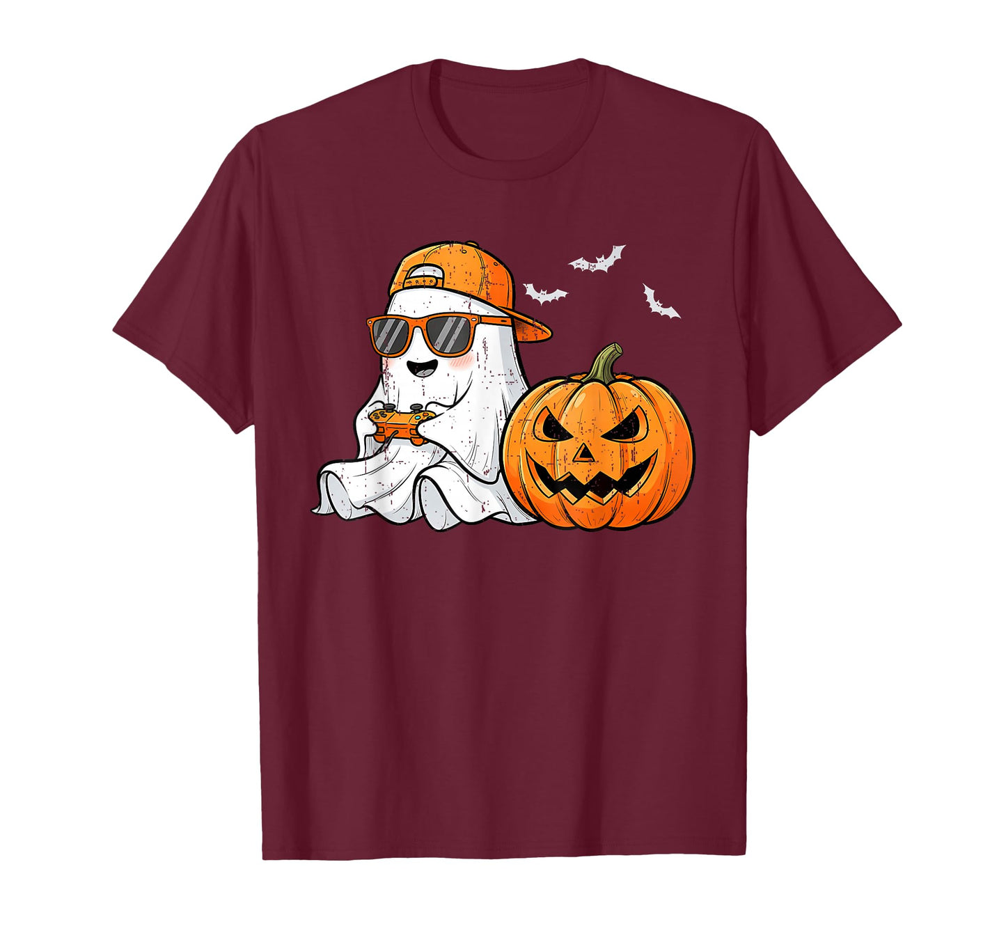 Funny Halloween Boo with Sunglasses Playing Game Gaming Boys T-Shirt