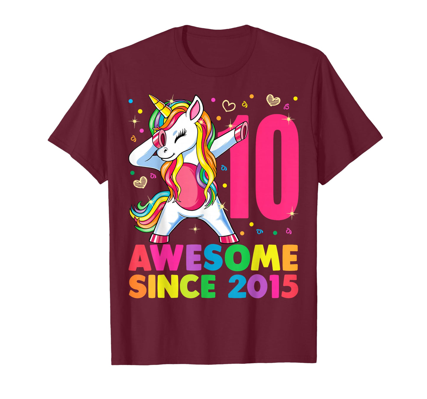 10 Years Old Unicorn Dabbing 10th Birthday Girl Gift Party T-Shirt