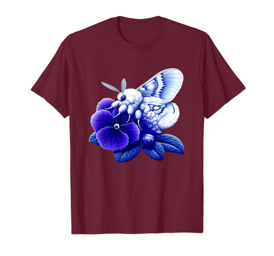Poodle Moth On African Violet Flower Nature Wildlife Art T-Shirt